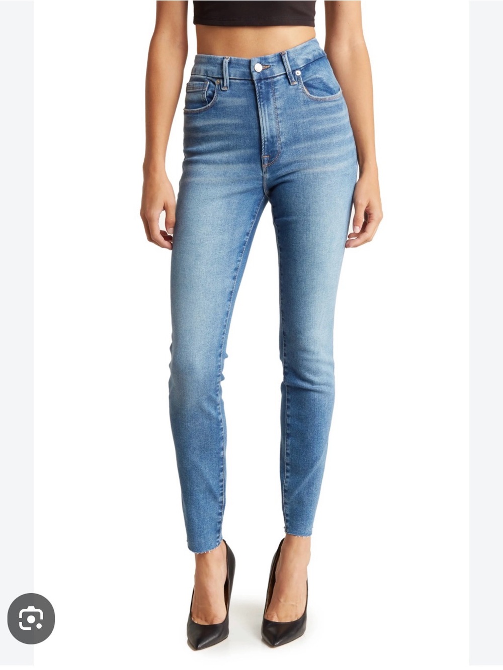 NWT Good American High-Rise Good Waist Skinny Raw Hem Jeans 6 or 28